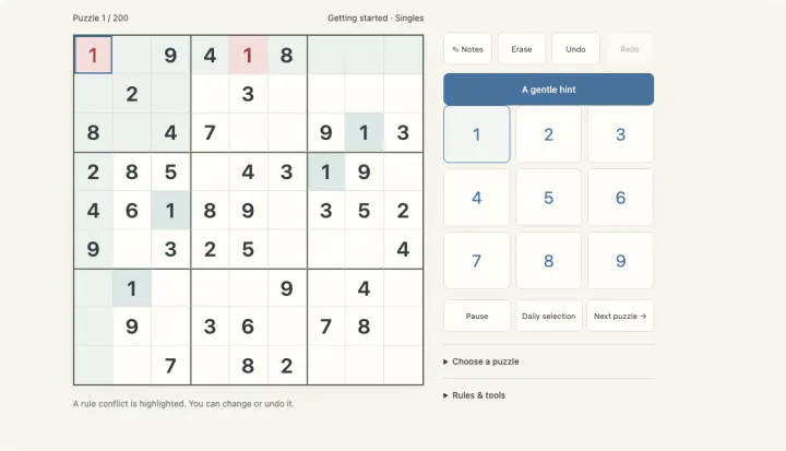 Classic Sudoku — representative game screen