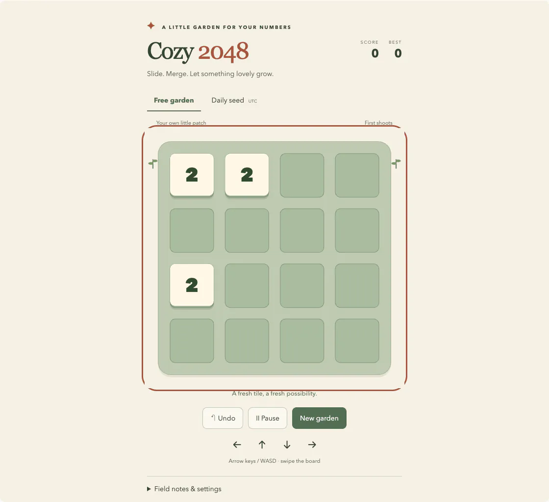 Cozy 2048 gameplay preview