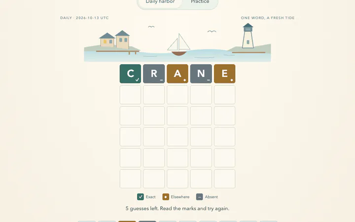 Harbor Words — actual game screen
