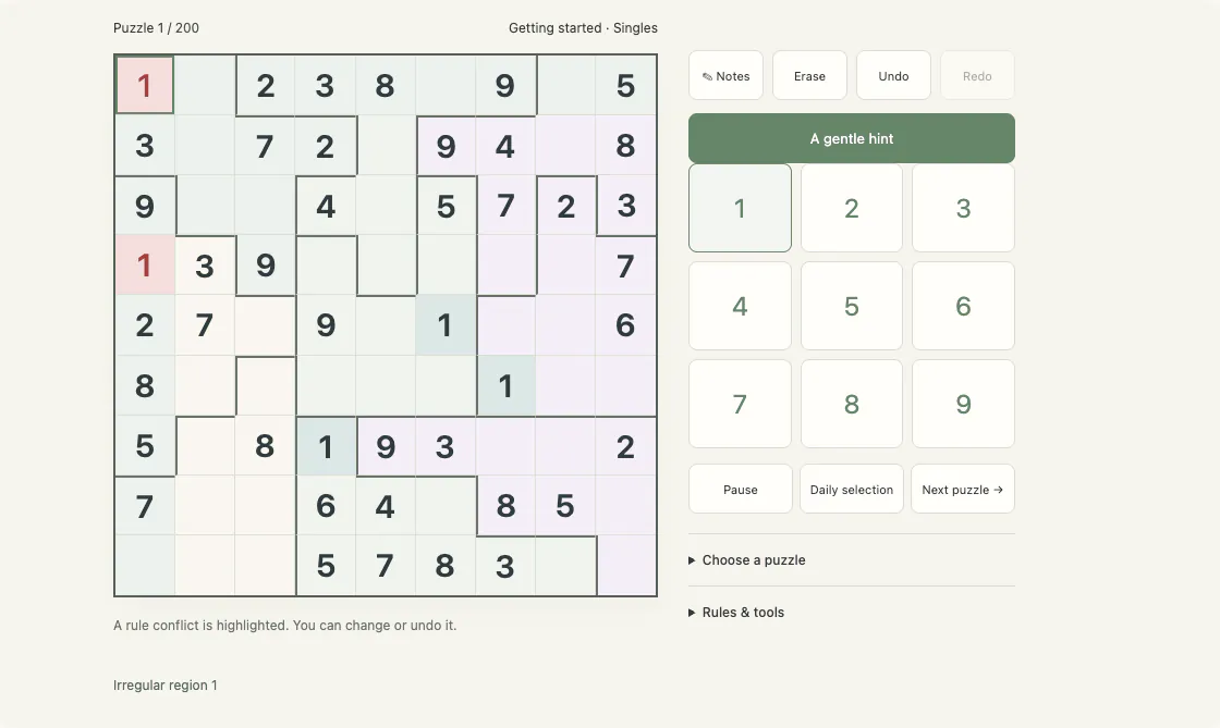 Jigsaw Sudoku gameplay preview