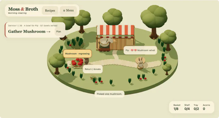 Moss & Broth — actual game screen