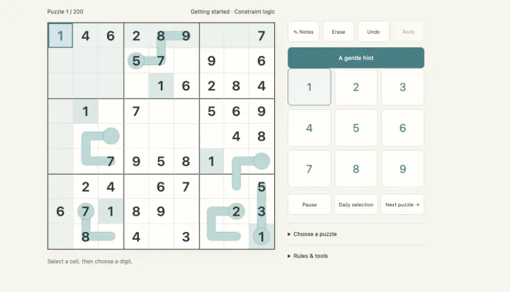Thermo Sudoku — actual game screen